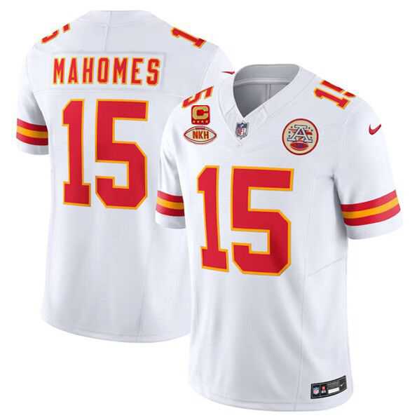 Men & Women & Youth Kansas City Chiefs #15 Patrick Mahomes White 2024 F.U.S.E. With NKH Patch And 4-star C Patch Vapor Untouchable Limited Jersey